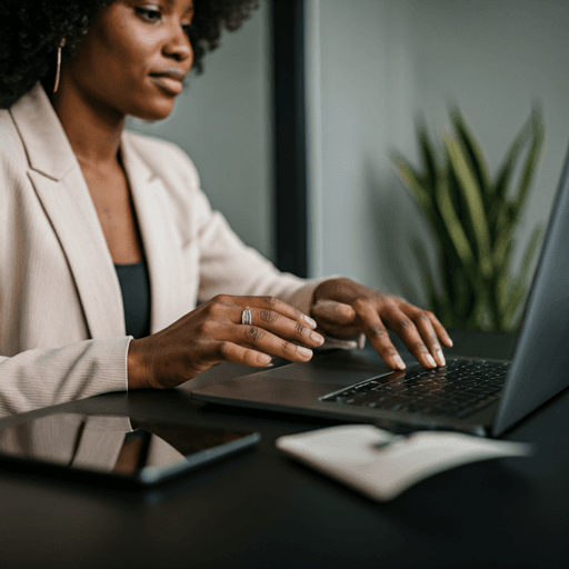 Professional using laptop